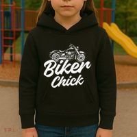 Motorcycle Funny Chopper Race Biker Chick Kids Hoodie thumb 3