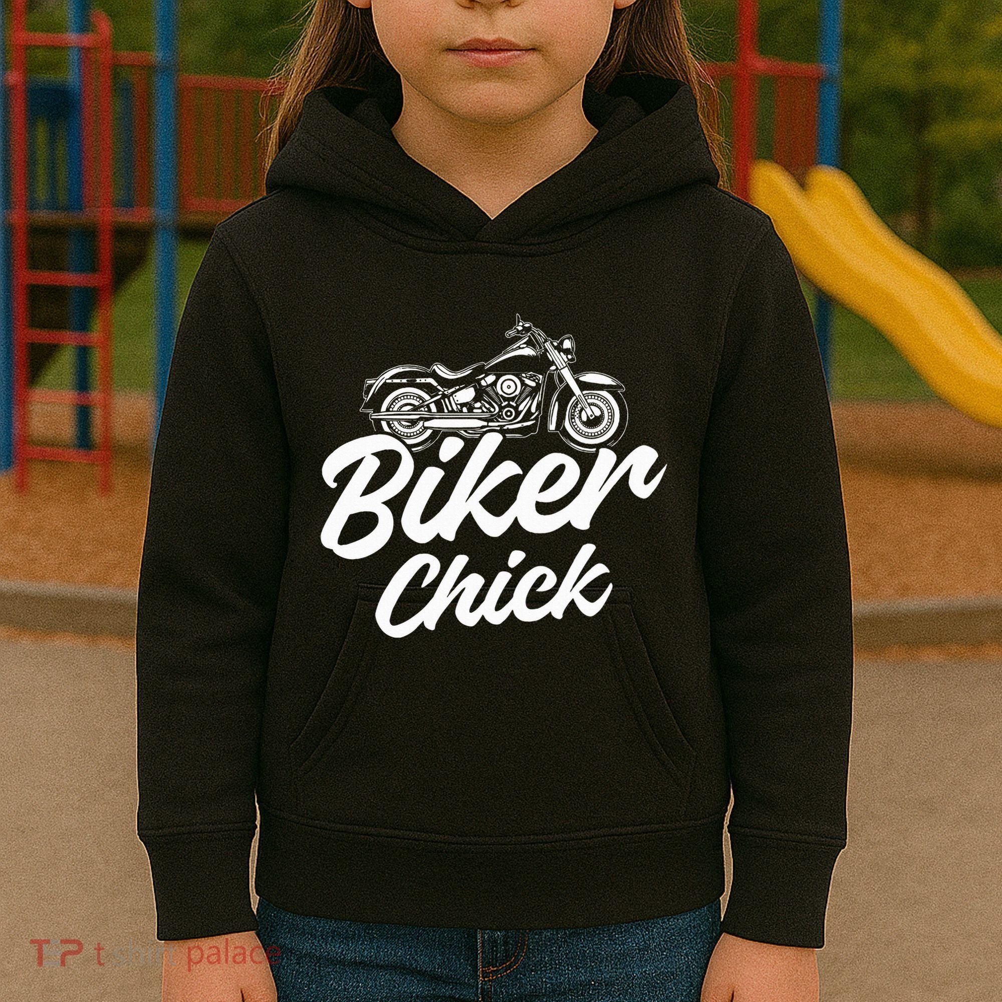 Motorcycle Funny Chopper Race Biker Chick Kids Hoodie