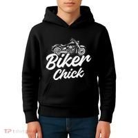 Motorcycle Funny Chopper Race Biker Chick Kids Hoodie thumb 4