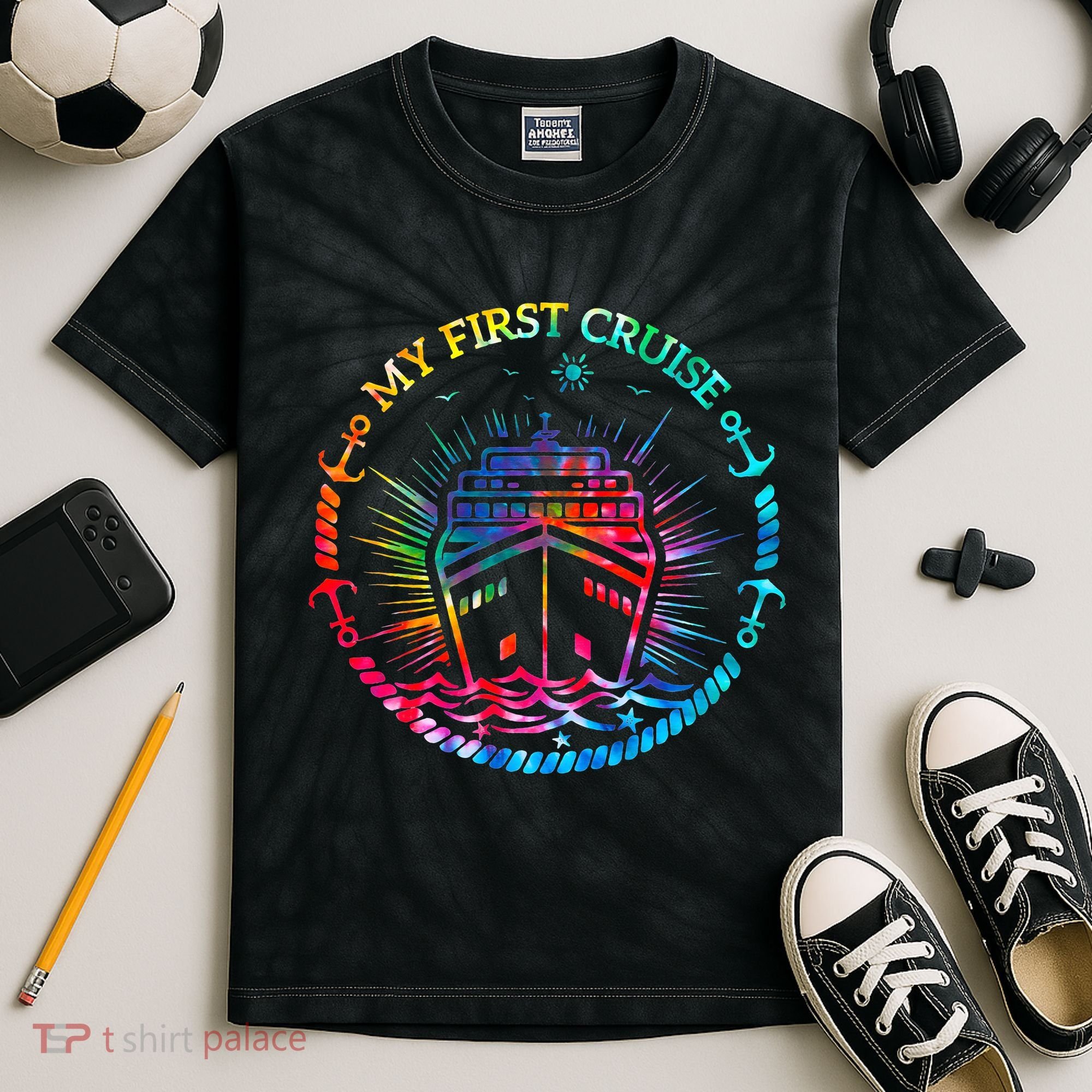My First Cruise Funny Cruise Kids Tie-Dye T-Shirt