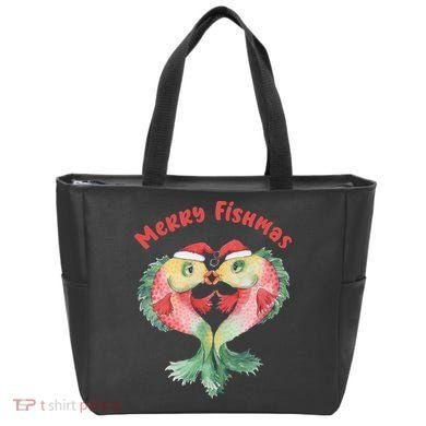 Merry FIshmas Cute Fish Christmas Gift Tote Bag