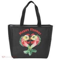 Merry FIshmas Cute Fish Christmas Gift Tote Bag thumb 0