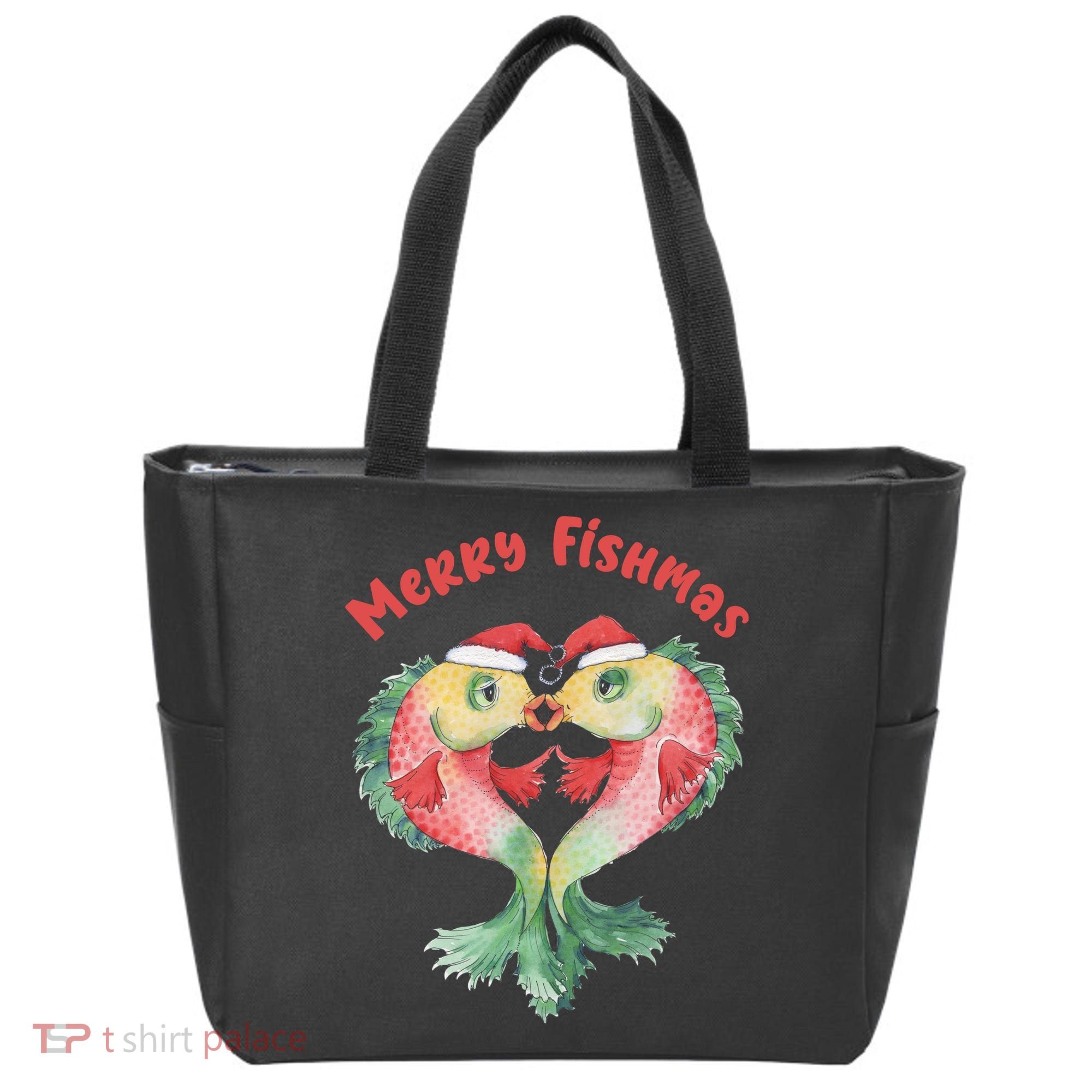 Merry FIshmas Cute Fish Christmas Gift Tote Bag