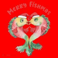 Merry FIshmas Cute Fish Christmas Gift Santa Hat thumb 1