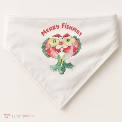 Merry FIshmas Cute Fish Christmas Gift USA-Made Doggie Bandana