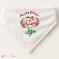 Merry FIshmas Cute Fish Christmas Gift USA-Made Doggie Bandana thumb 0