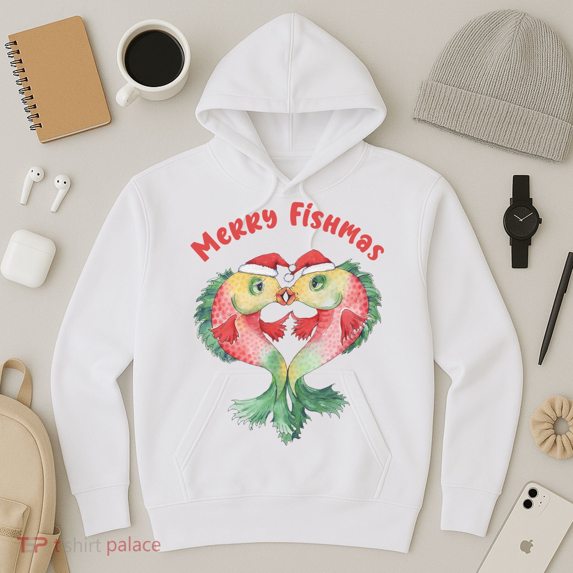 Merry FIshmas Cute Fish Christmas Gift Hoodie