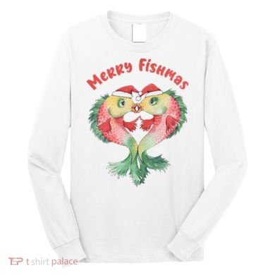 Merry FIshmas Cute Fish Christmas Gift Long Sleeve Shirt