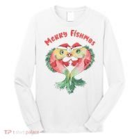 Merry FIshmas Cute Fish Christmas Gift Long Sleeve Shirt thumb 0