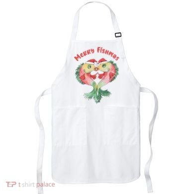 Merry FIshmas Cute Fish Christmas Gift Apron