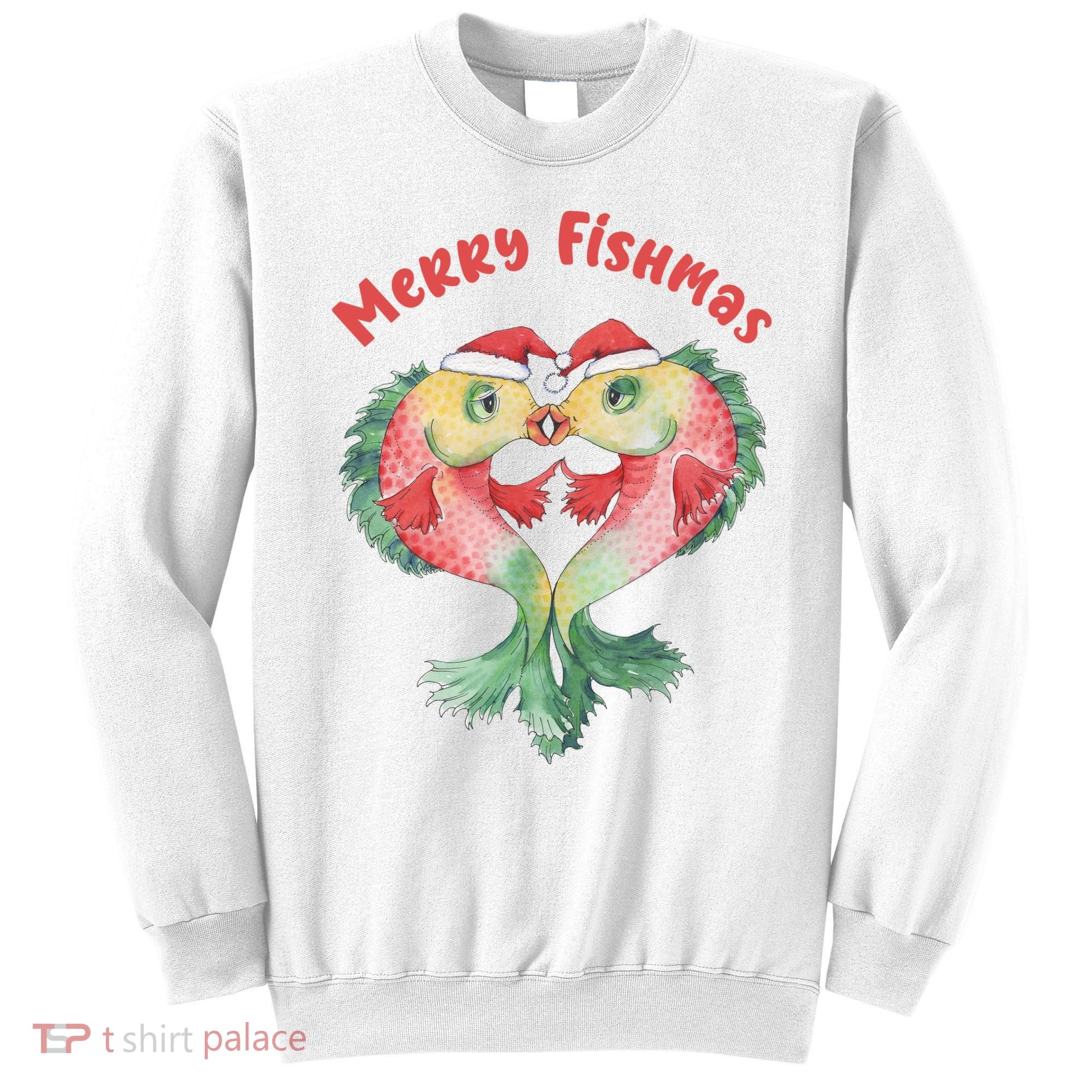 Merry FIshmas Cute Fish Christmas Gift Sweatshirt