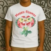 Merry FIshmas Cute Fish Christmas Gift T-Shirt thumb 3