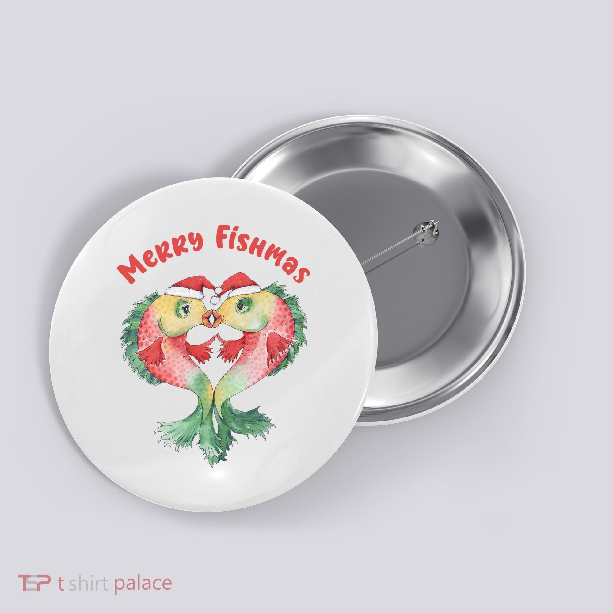 Merry FIshmas Cute Fish Christmas Gift Button