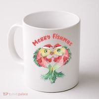 Merry FIshmas Cute Fish Christmas Gift Coffee Mug thumb 0