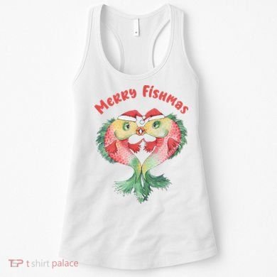 Merry FIshmas Cute Fish Christmas Gift Women's Tank Top
