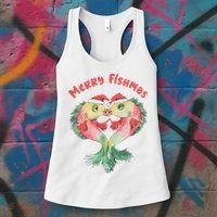 Merry FIshmas Cute Fish Christmas Gift Women's Tank Top thumb 3