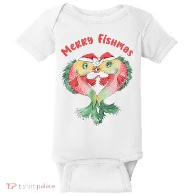 Merry FIshmas Cute Fish Christmas Gift Baby Bodysuit