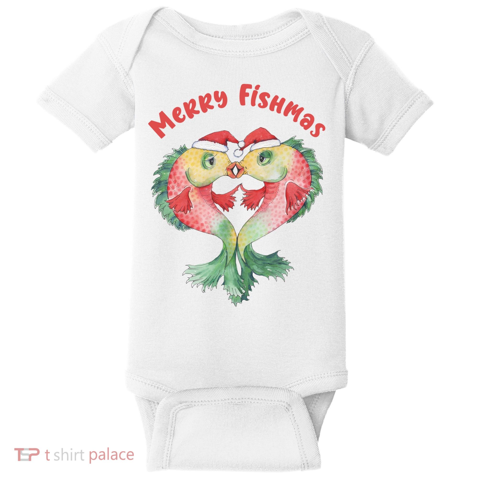 Merry FIshmas Cute Fish Christmas Gift Baby Bodysuit