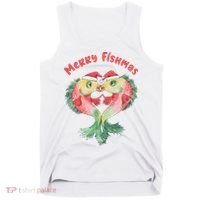 Merry FIshmas Cute Fish Christmas Gift Tank Top thumb 0
