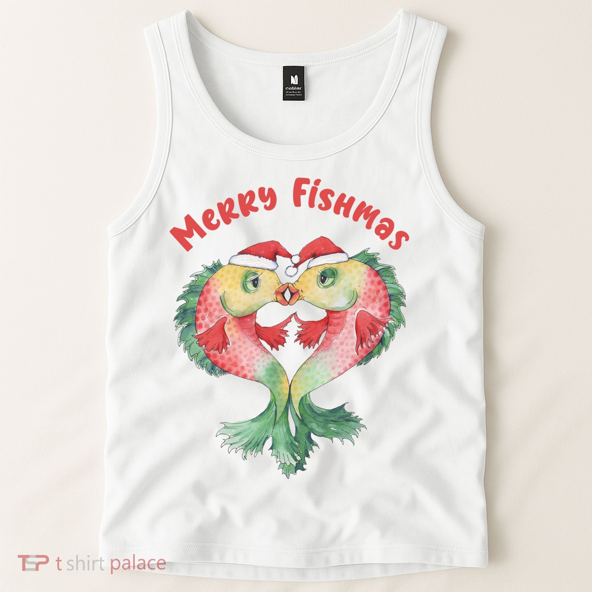 Merry FIshmas Cute Fish Christmas Gift Tank Top