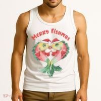 Merry FIshmas Cute Fish Christmas Gift Tank Top thumb 3
