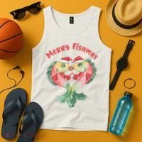 Merry FIshmas Cute Fish Christmas Gift Tank Top thumb 4