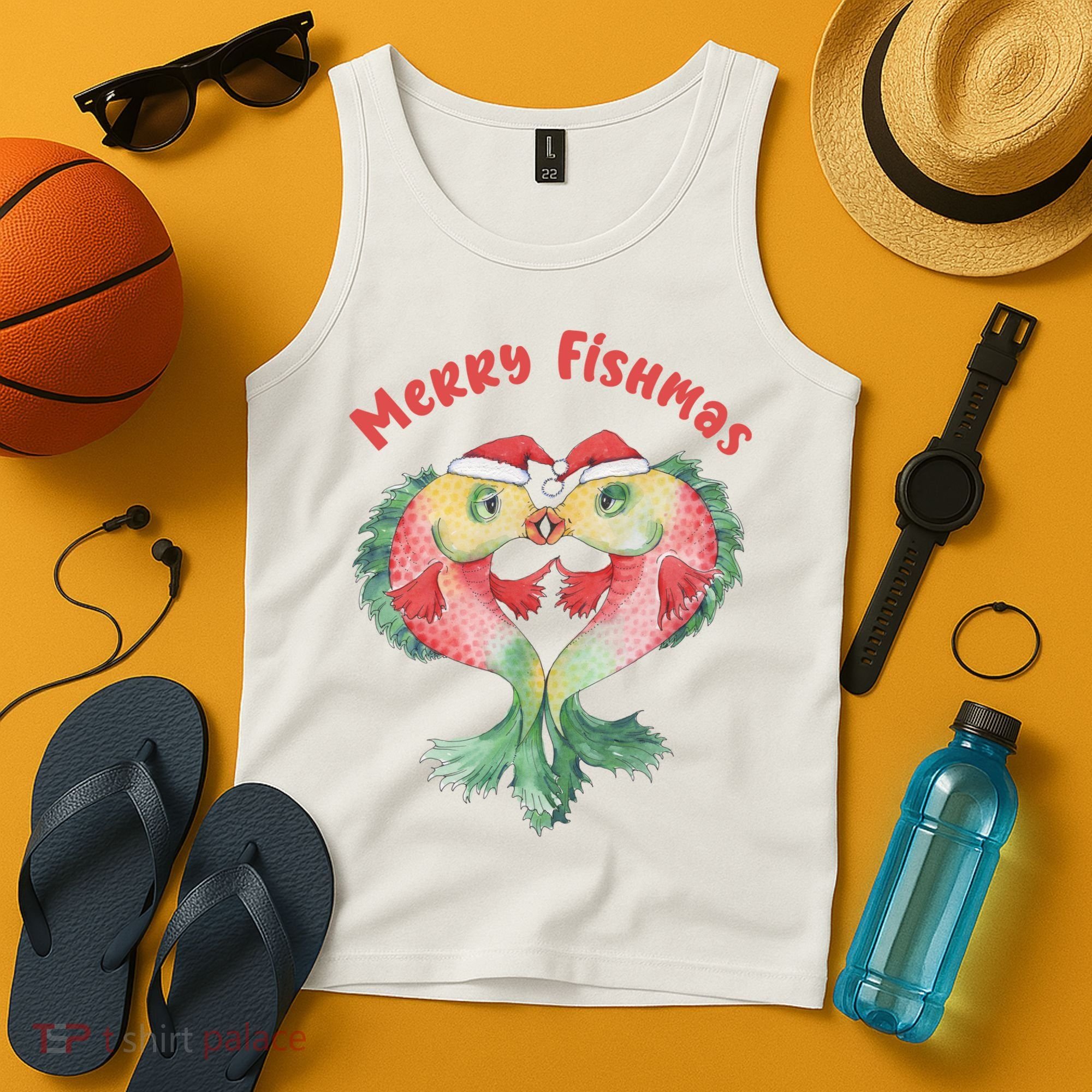 Merry FIshmas Cute Fish Christmas Gift Tank Top