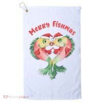 Merry FIshmas Cute Fish Christmas Gift Golf Towel thumb 0