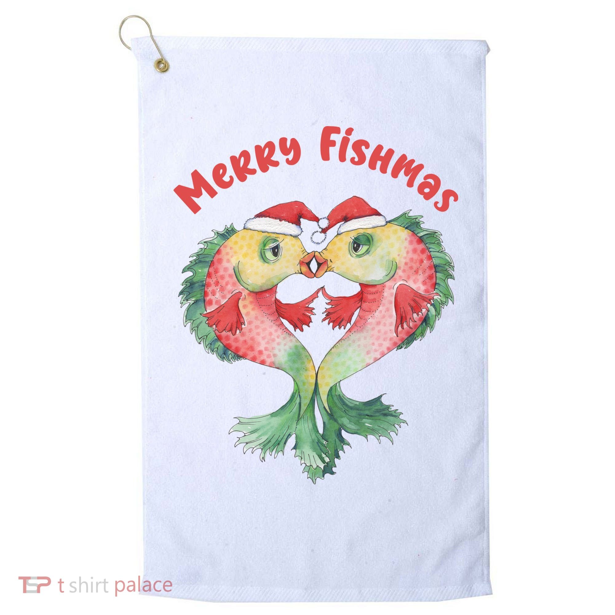 Merry FIshmas Cute Fish Christmas Gift Golf Towel