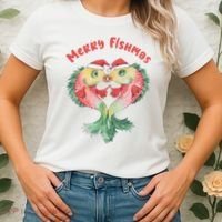 Merry FIshmas Cute Fish Christmas Gift Women's T-Shirt thumb 2