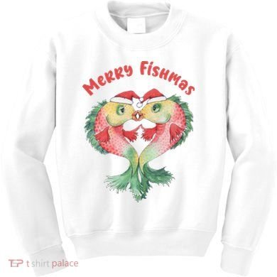 Merry FIshmas Cute Fish Christmas Gift Kids Sweatshirt