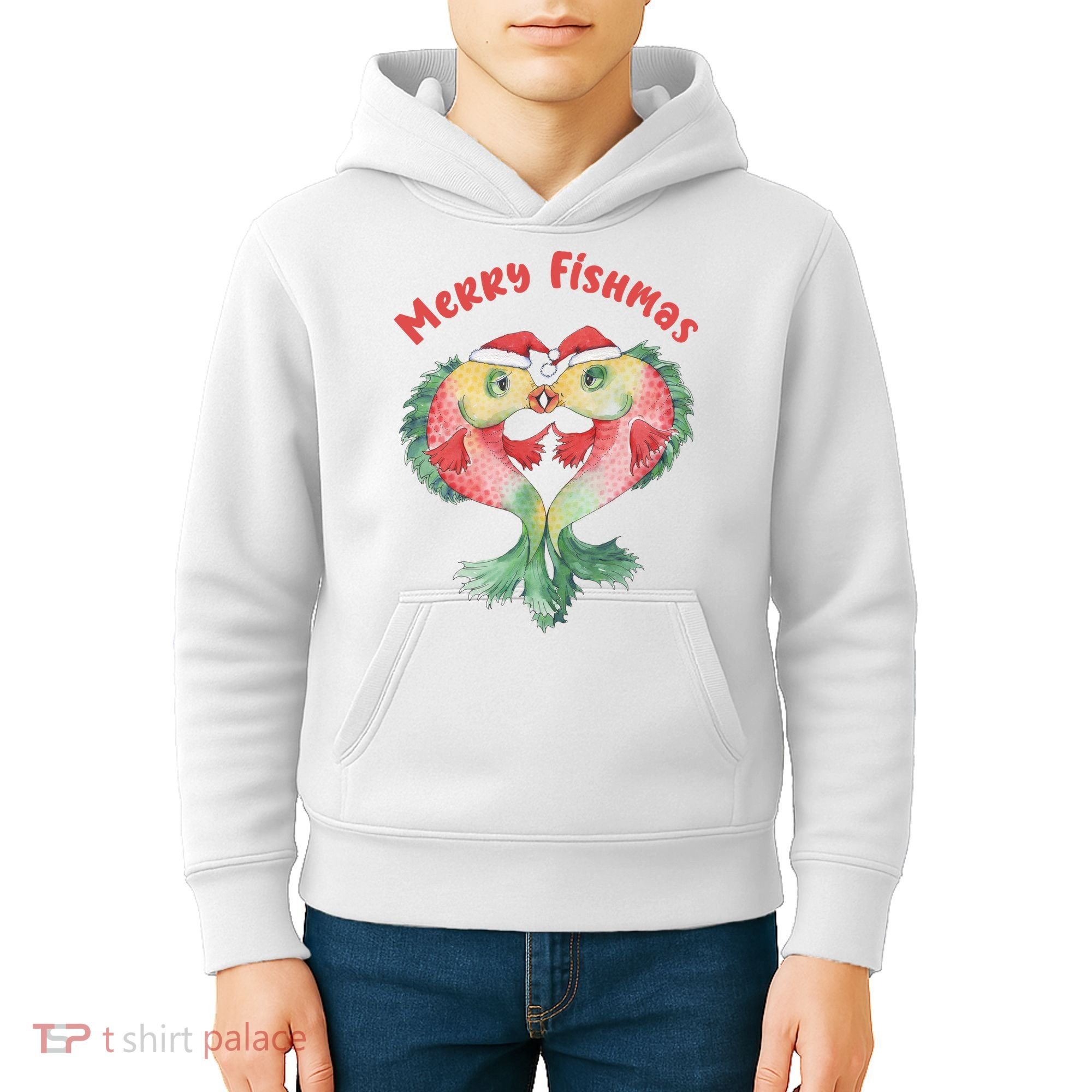 Merry FIshmas Cute Fish Christmas Gift Kids Hoodie
