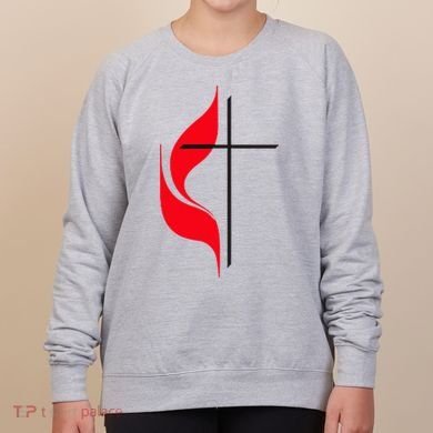Methodist Flag Christian Cross And Flame Women's Sweatshirt