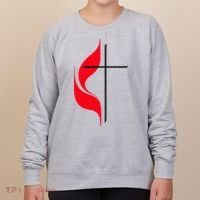 Methodist Flag Christian Cross And Flame Women's Sweatshirt thumb 0