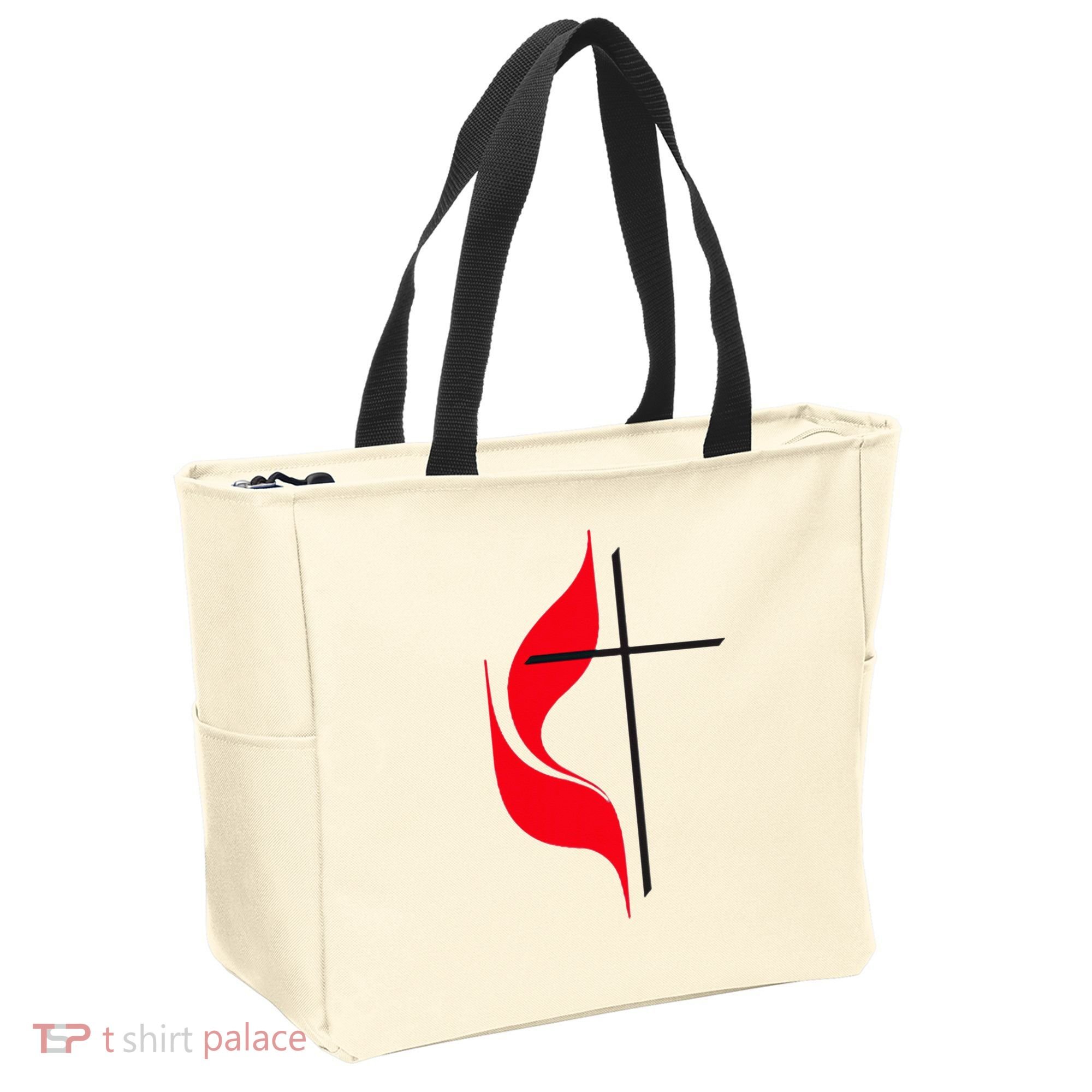 Methodist Flag Christian Cross And Flame Tote Bag