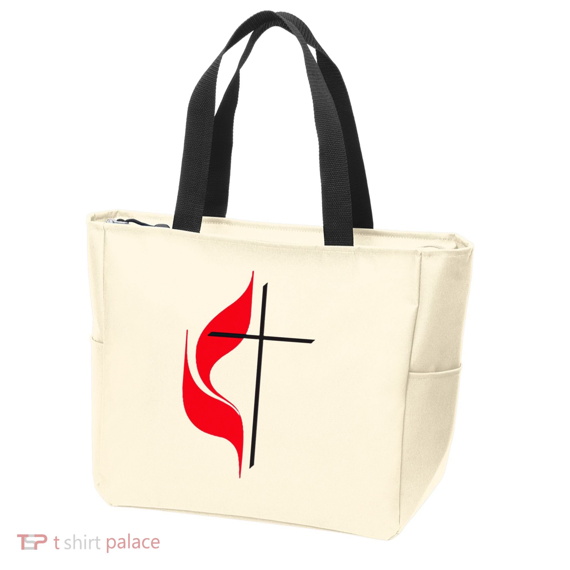Methodist Flag Christian Cross And Flame Tote Bag