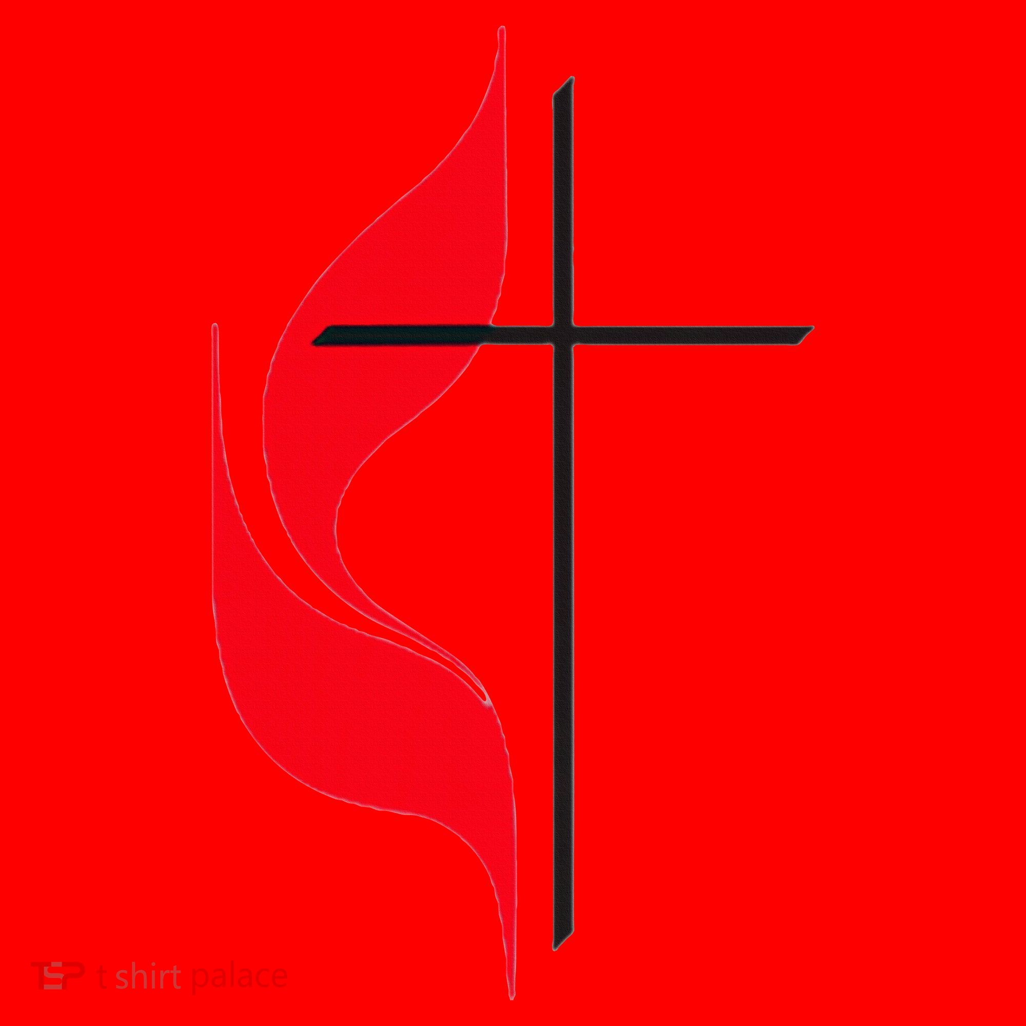 Methodist Flag Christian Cross And Flame Santa Hat