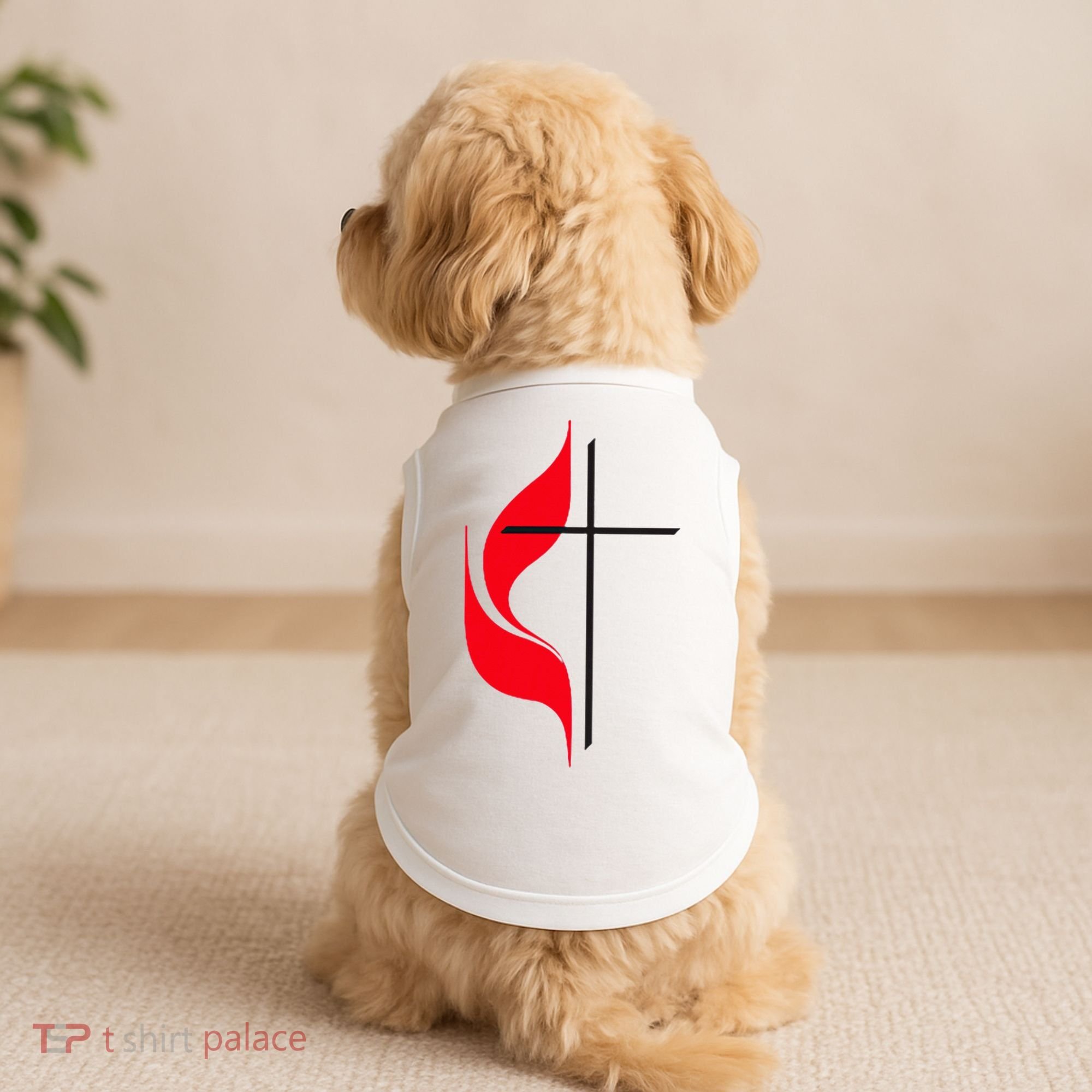 Methodist Flag Christian Cross And Flame Doggie Tank
