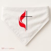 Methodist Flag Christian Cross And Flame USA-Made Doggie Bandana thumb 0