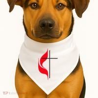 Methodist Flag Christian Cross And Flame USA-Made Doggie Bandana thumb 1