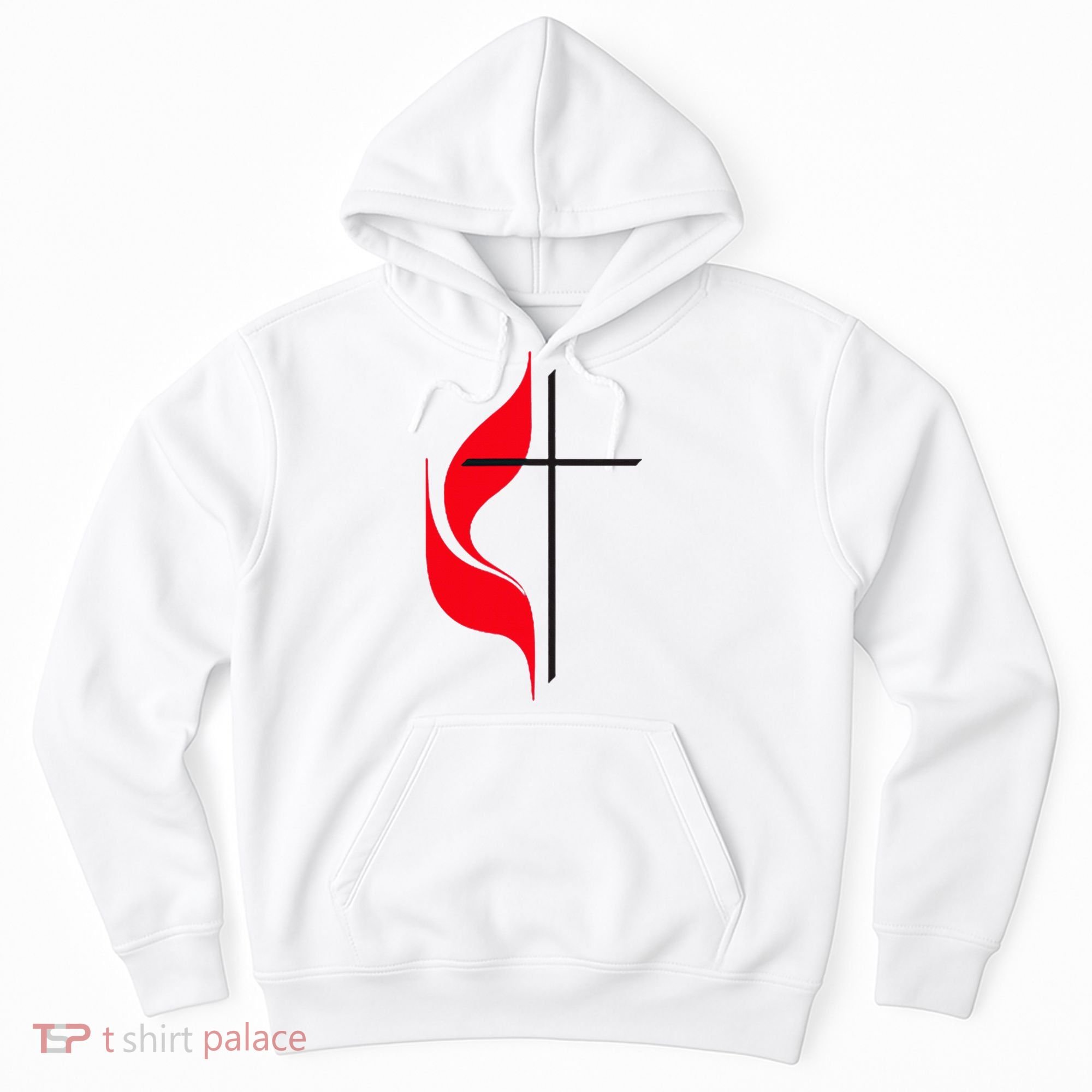 Methodist Flag Christian Cross And Flame Hoodie
