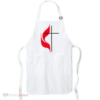 Methodist Flag Christian Cross And Flame Apron
