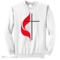 Methodist Flag Christian Cross And Flame Sweatshirt thumb 0