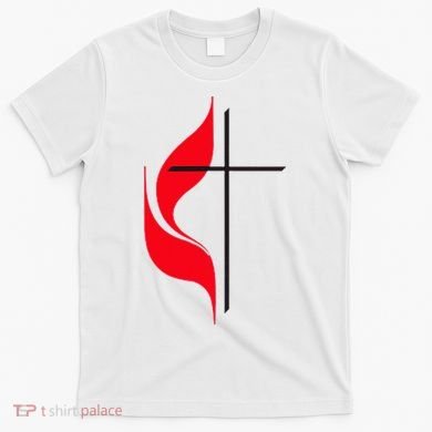 Methodist Flag Christian Cross And Flame T-Shirt