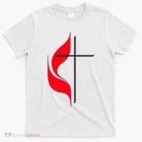 Methodist Flag Christian Cross And Flame T-Shirt thumb 0