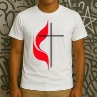 Methodist Flag Christian Cross And Flame T-Shirt thumb 3
