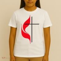 Methodist Flag Christian Cross And Flame T-Shirt thumb 4