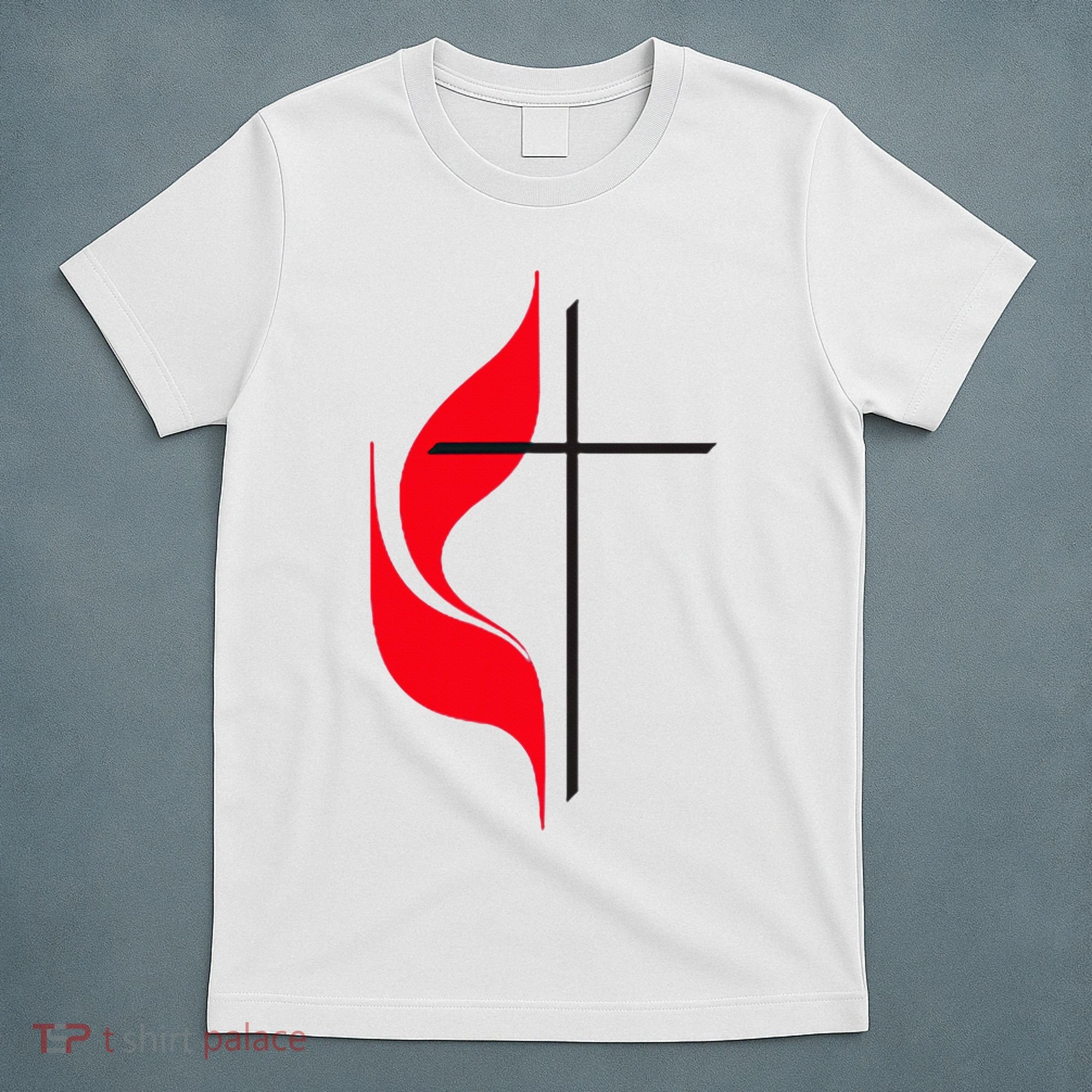 Methodist Flag Christian Cross And Flame T-Shirt