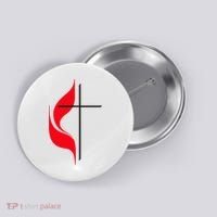 Methodist Flag Christian Cross And Flame Button thumb 0