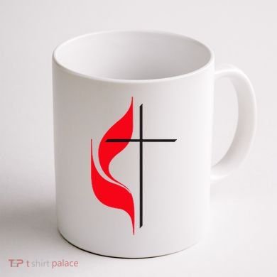 Methodist Flag Christian Cross And Flame Coffee Mug back